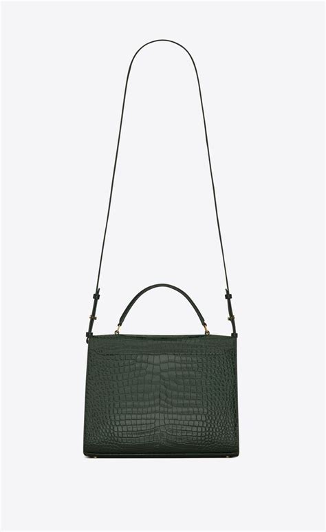 Cassandra medium top handle bag in crocodile